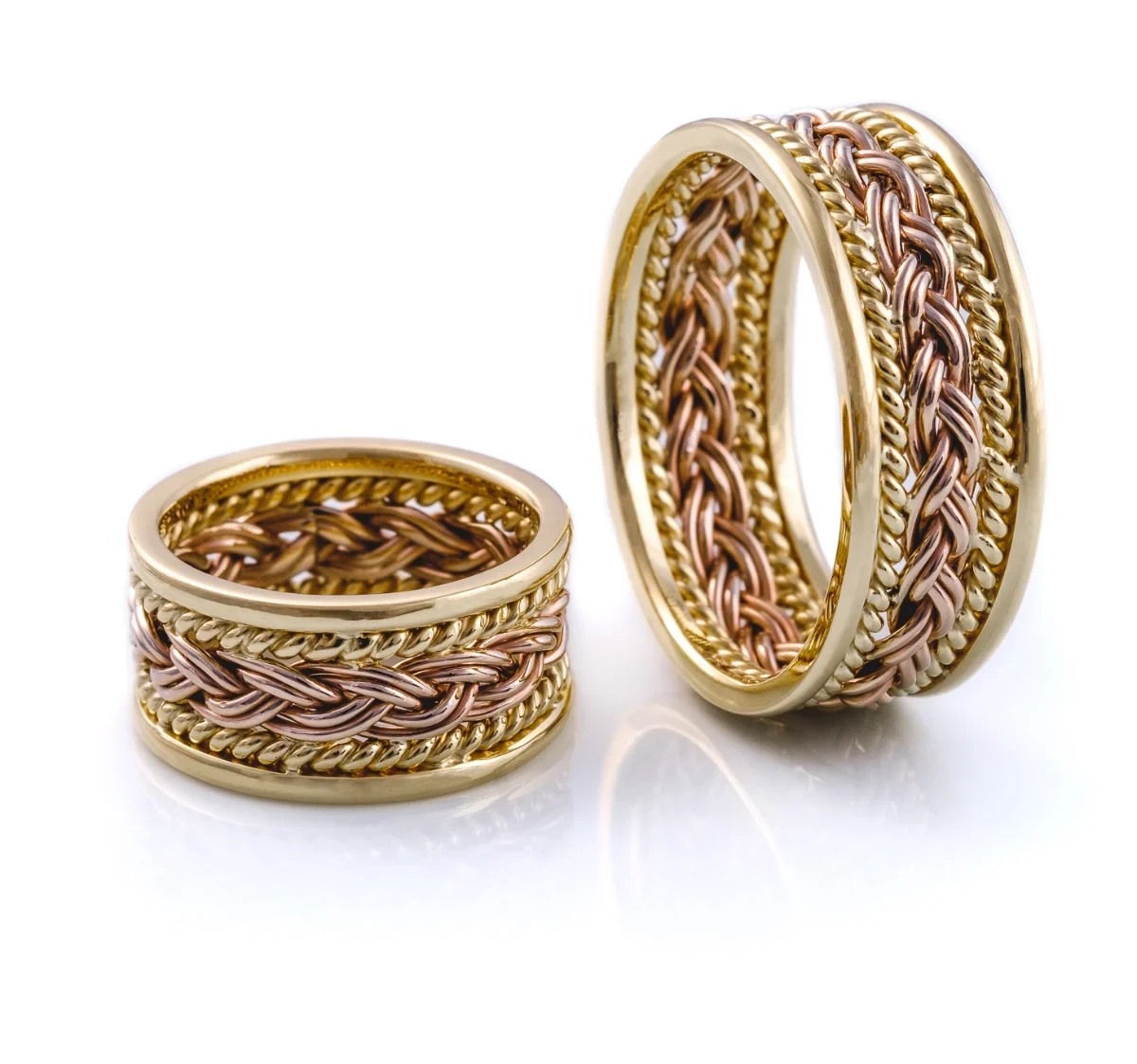 Snubní prsteny dvoubarevné propletené